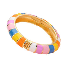 Load image into Gallery viewer, Enamel Bamboo Hinged Bangle Bracelet
