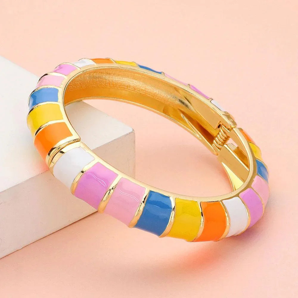 Enamel Bamboo Hinged Bangle Bracelet - Jewelry Store by Erik Rayo