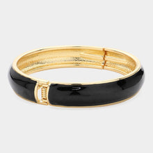 Load image into Gallery viewer, Black Enamel Hinged Bangle Bracelet
