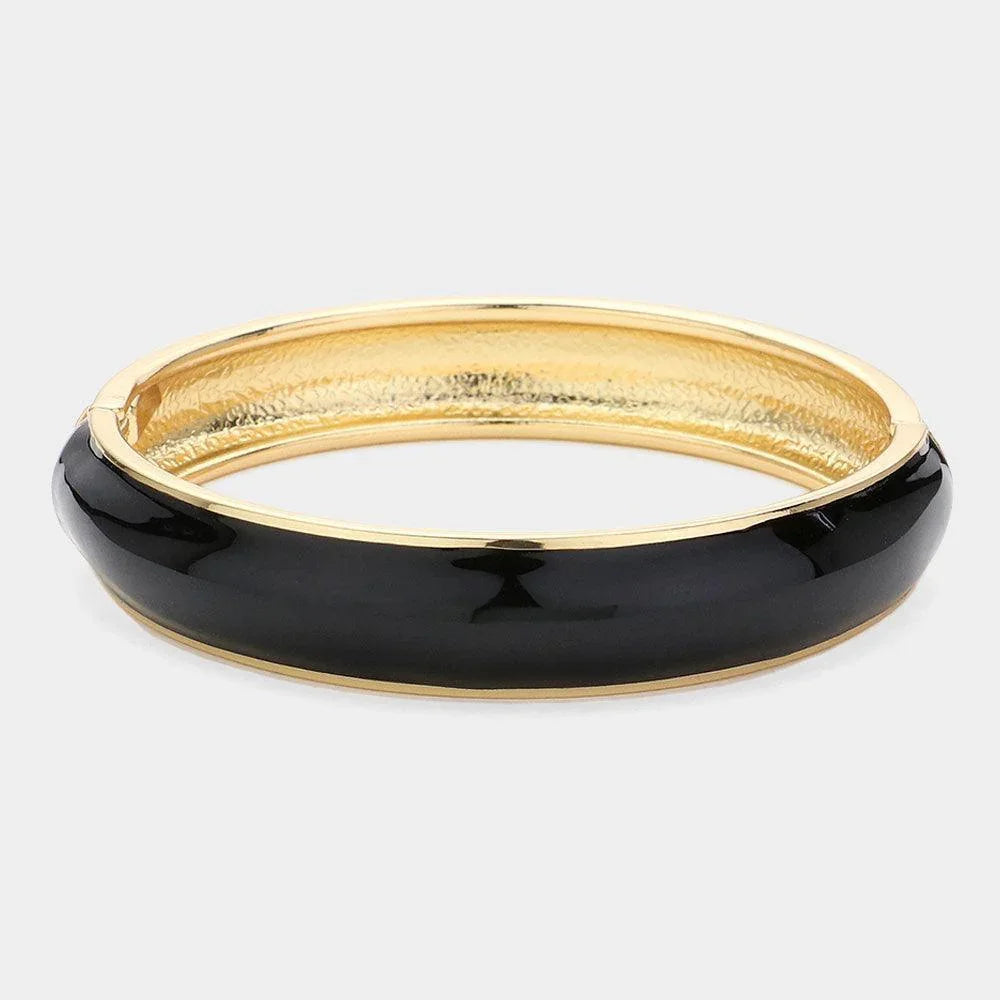 Black Enamel Hinged Bangle Bracelet - Jewelry Store by Erik Rayo