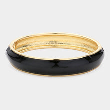 Load image into Gallery viewer, Black Enamel Hinged Bangle Bracelet
