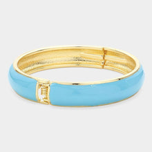 Load image into Gallery viewer, Blue Enamel Hinged Bangle Bracelet
