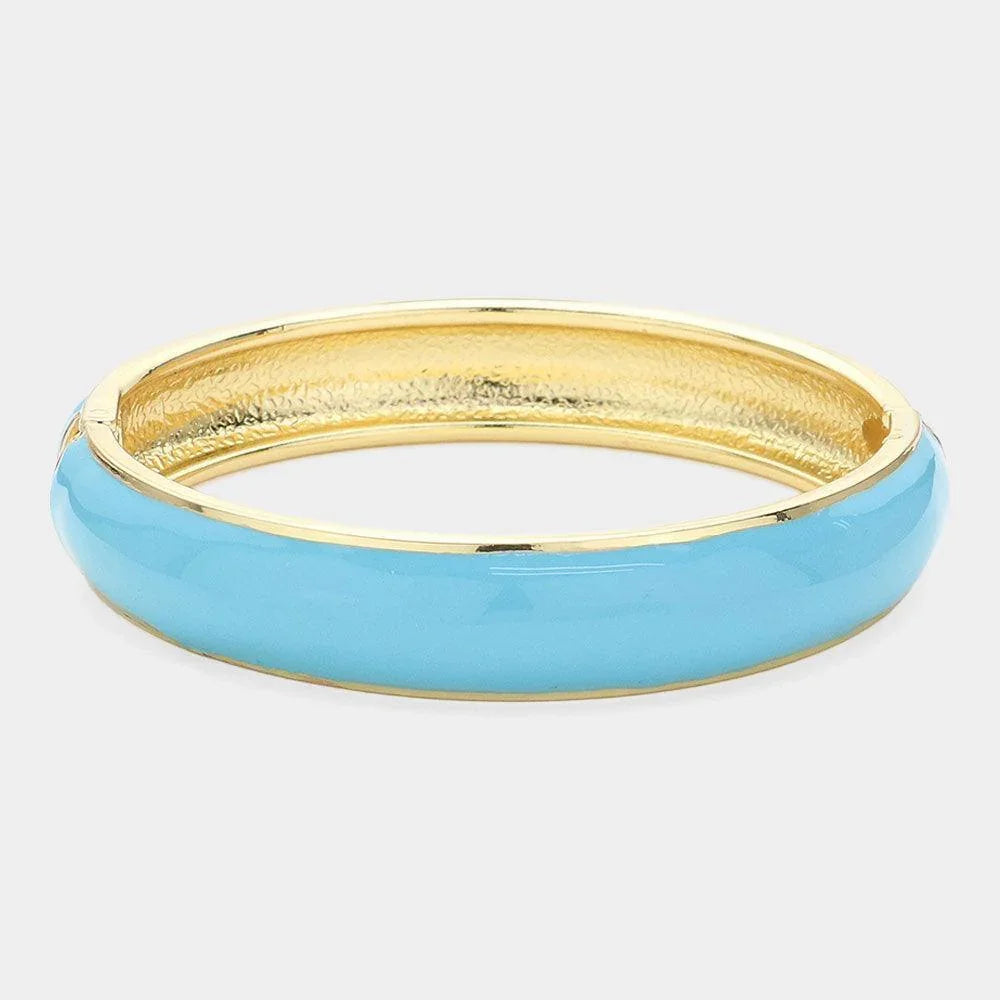 Blue Enamel Hinged Bangle Bracelet - Jewelry Store by Erik Rayo