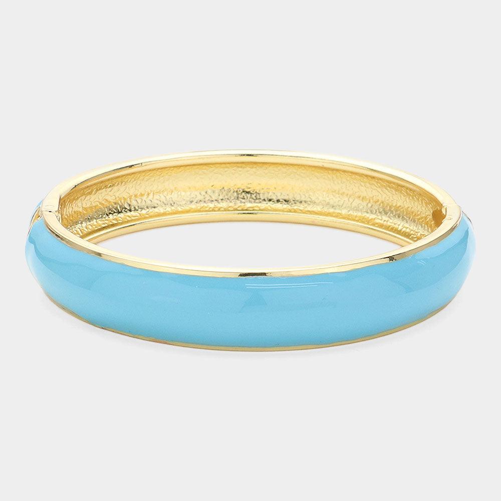 Blue Enamel Hinged Bangle Bracelet