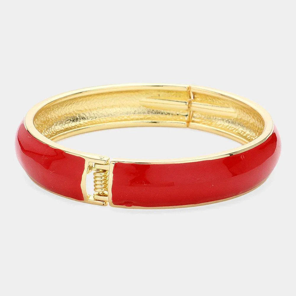 Red Enamel Hinged Bangle Bracelet - Jewelry Store by Erik Rayo