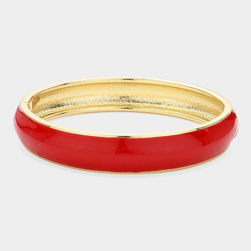 Red Enamel Hinged Bangle Bracelet