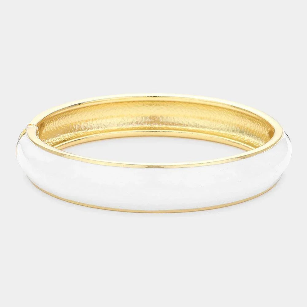 White Enamel Hinged Bangle Bracelet - Jewelry Store by Erik Rayo