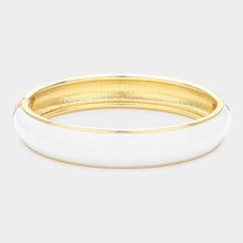 Load image into Gallery viewer, White Enamel Hinged Bangle Bracelet
