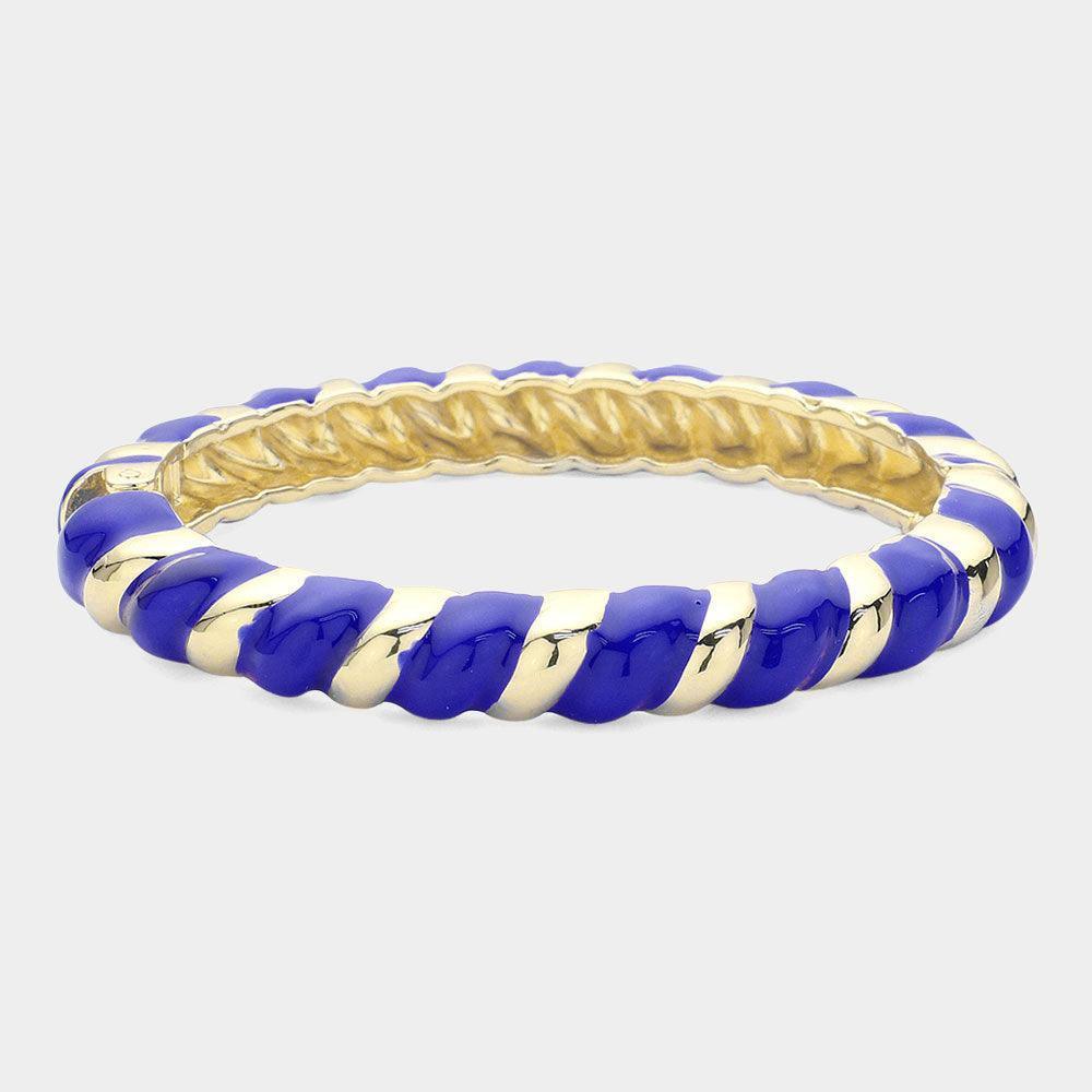 Blue Enamel Twisted Hinged Bracelet - Jewelry Store by Erik Rayo