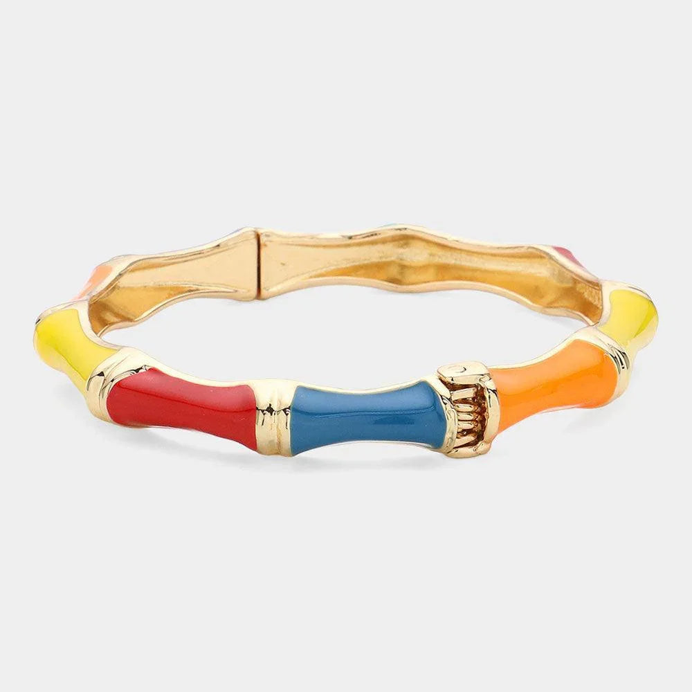 Enamel Bamboo Hinged Bangle Bracelet - Jewelry Store by Erik Rayo