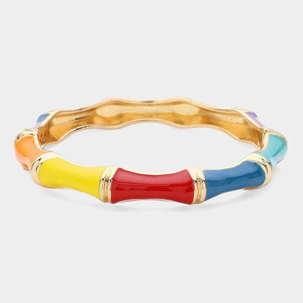Enamel Bamboo Hinged Bangle Bracelet - Jewelry Store by Erik Rayo