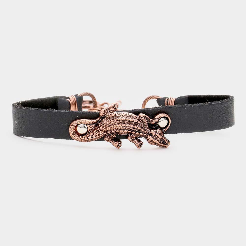 Crocodile Faux Leather Toggle Bracelet - Jewelry Store by Erik Rayo