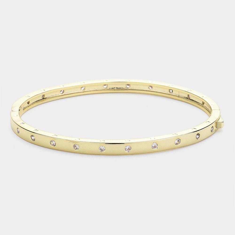 Gold CZ Stone Paved Bangle Bracelet