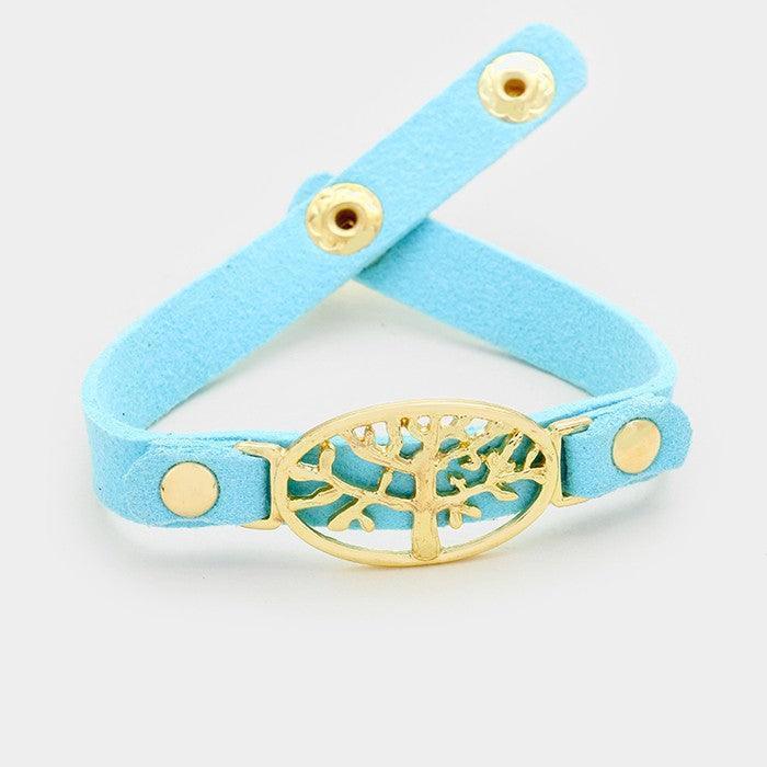 Gold Tree of life faux suede bracelet - Jewelry Store by Erik Rayo