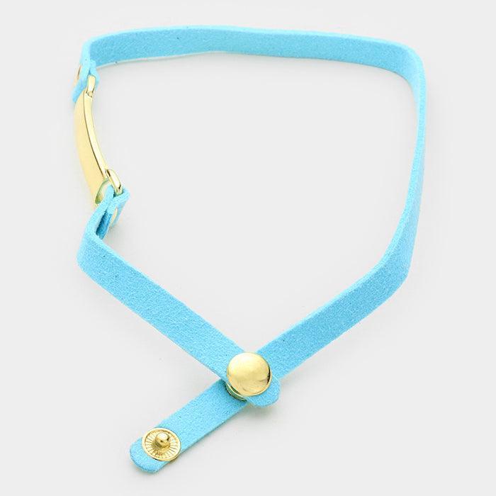 Gold Metal bar & faux suede wrap bracelet - Jewelry Store by Erik Rayo