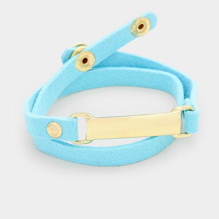 Gold Metal bar & faux suede wrap bracelet - Jewelry Store by Erik Rayo