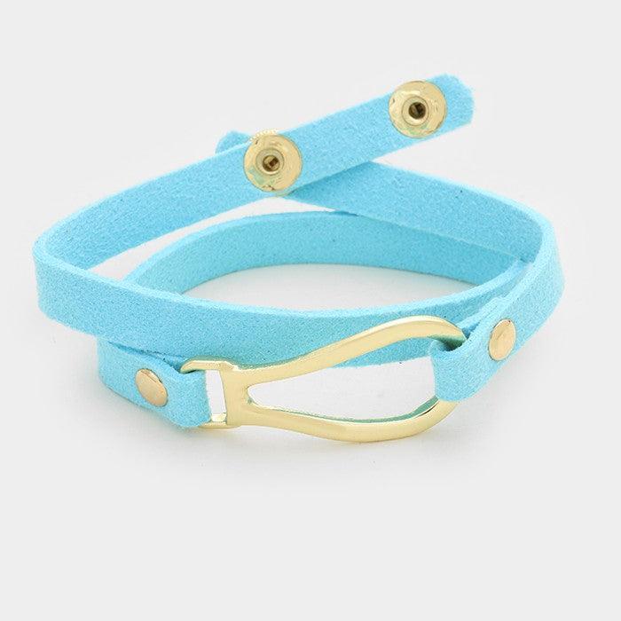 Gold Metal buckle & faux suede wrap bracelet - Jewelry Store by Erik Rayo
