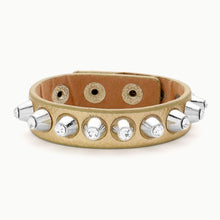 Load image into Gallery viewer, Clear Crystal Stud Leather Band Bracelet
