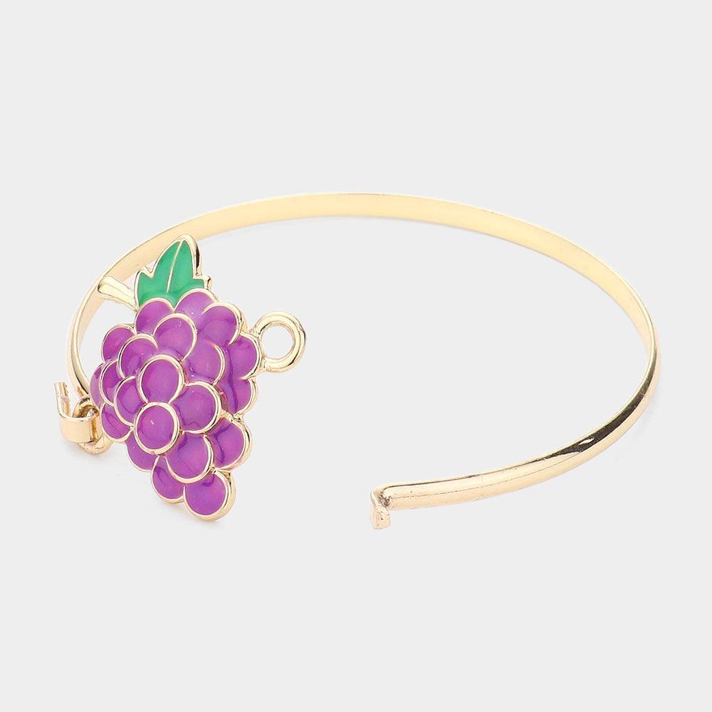 Gold Enamel Metal Grape Hook Bracelet - Jewelry Store by Erik Rayo