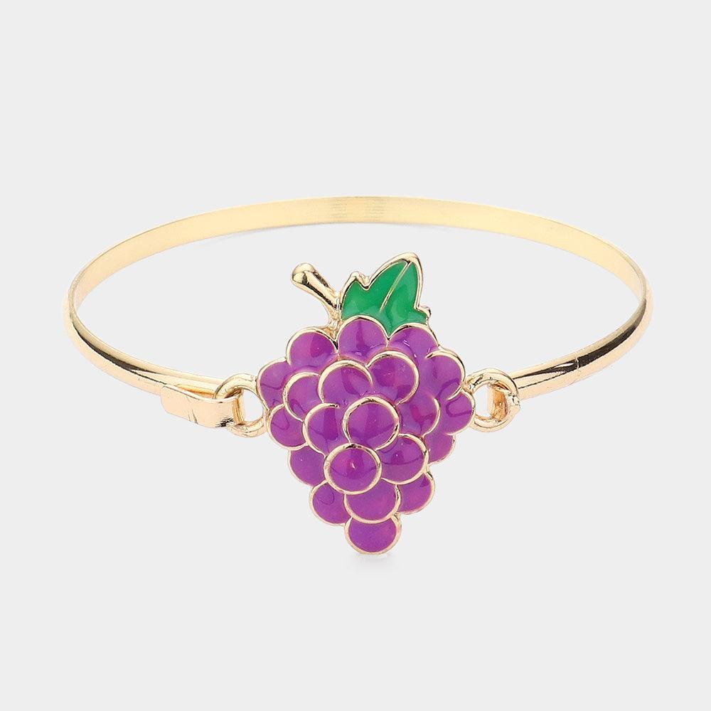 Gold Enamel Metal Grape Hook Bracelet - Jewelry Store by Erik Rayo