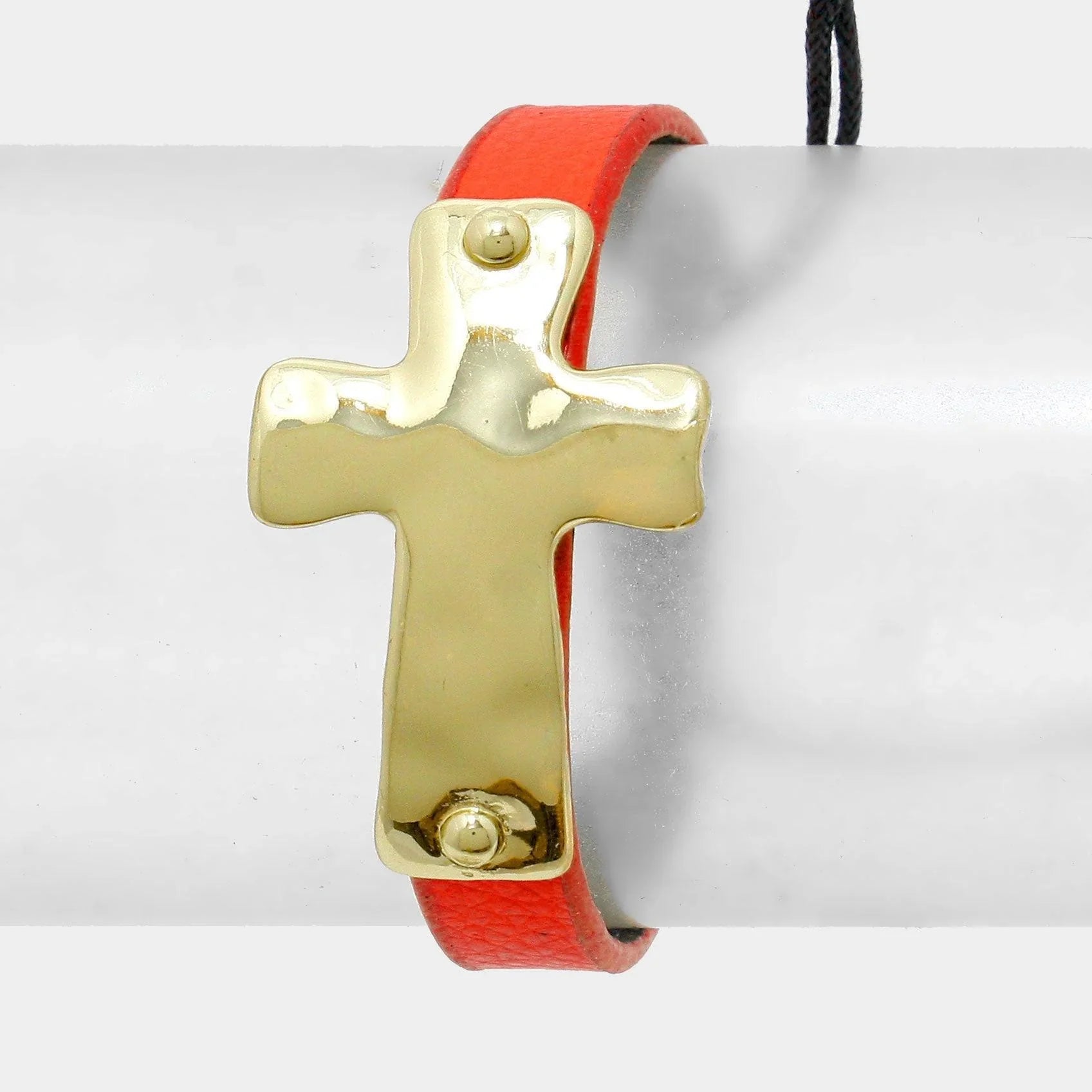 Red Cross Faux Leather Adjustable Bracelet - Jewelry Store by Erik Rayo