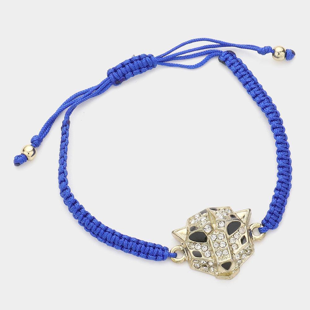 Blue Leopard Accented Pull Tie Cinch Bracelet - Jewelry Store by Erik Rayo