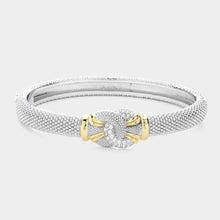 Load image into Gallery viewer, Two Tone CZ Stone Paved Two Tone Bangle Bracelet
