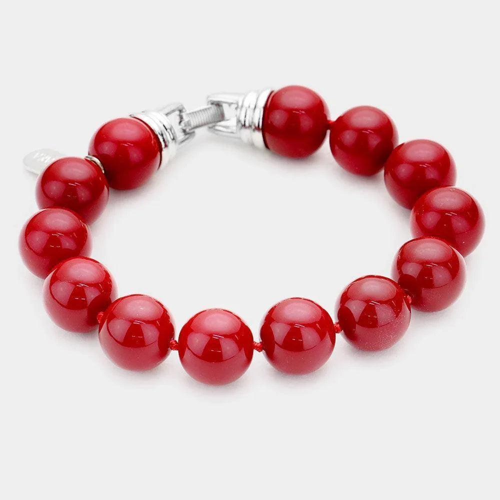 Red Solid Bead Ball Bracelet - Jewelry Store by Erik Rayo