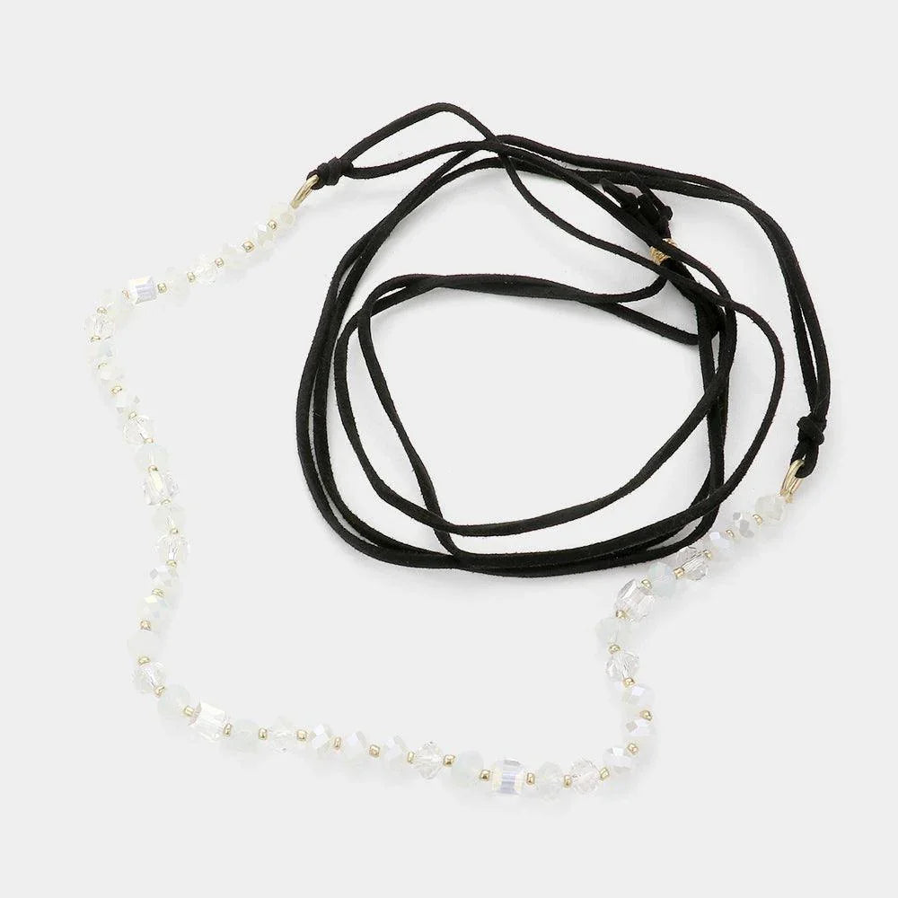 Black Glass beads & faux suede wrap bracelet / necklace - Jewelry Store by Erik Rayo