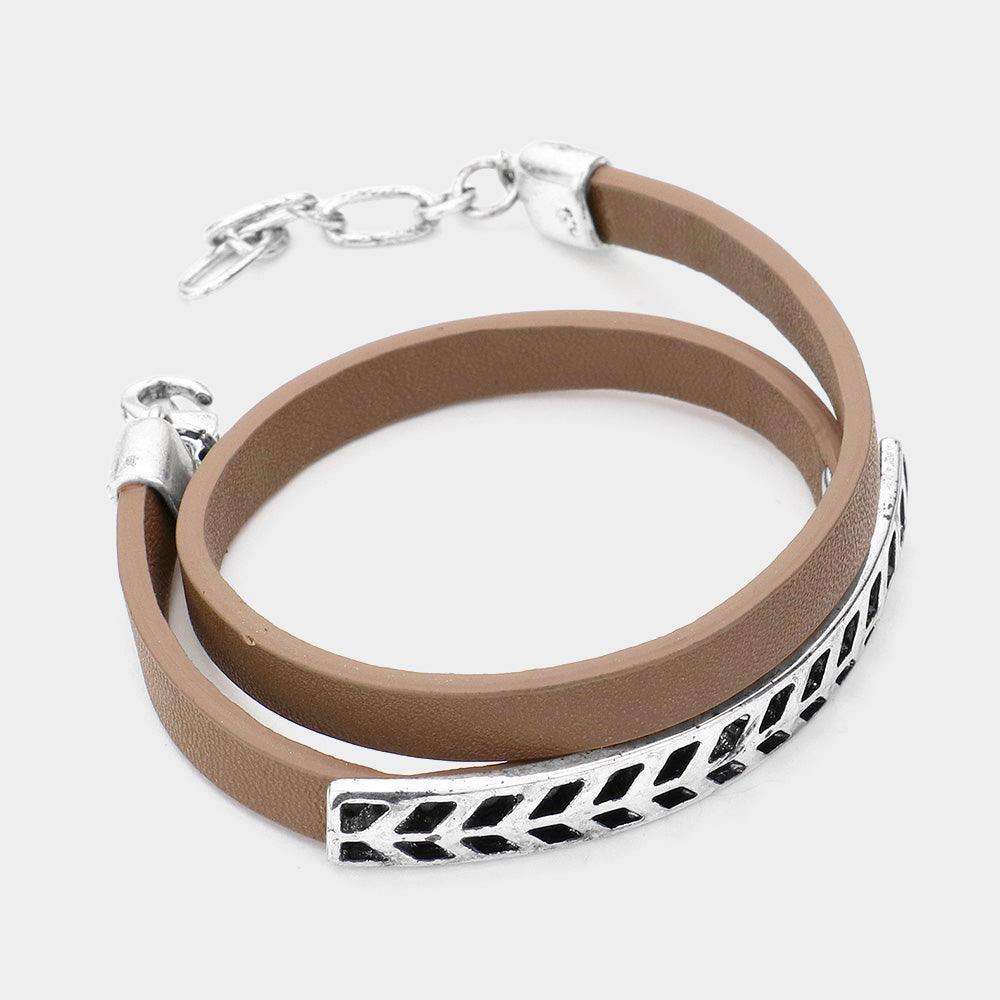 Metal detail faux leather wrap bracelet - Jewelry Store by Erik Rayo
