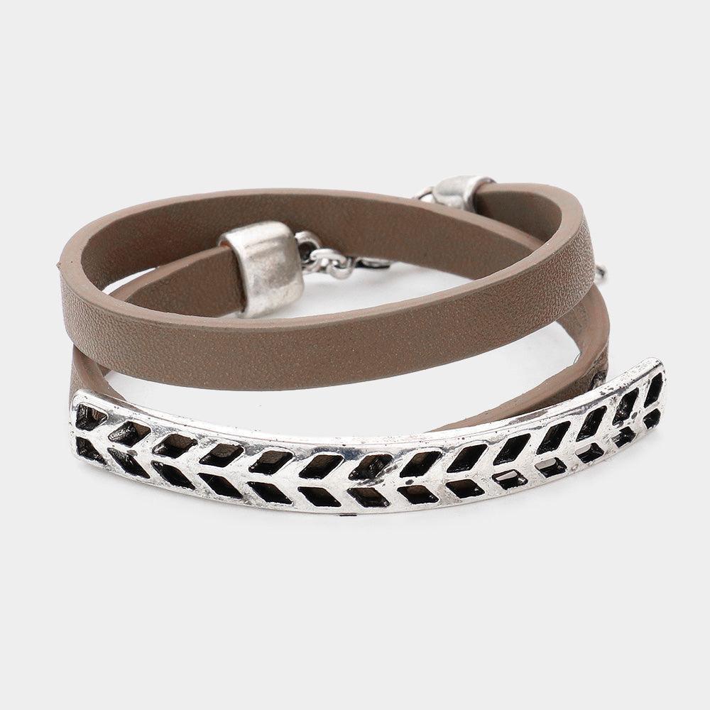 Metal detail faux leather wrap bracelet - Jewelry Store by Erik Rayo