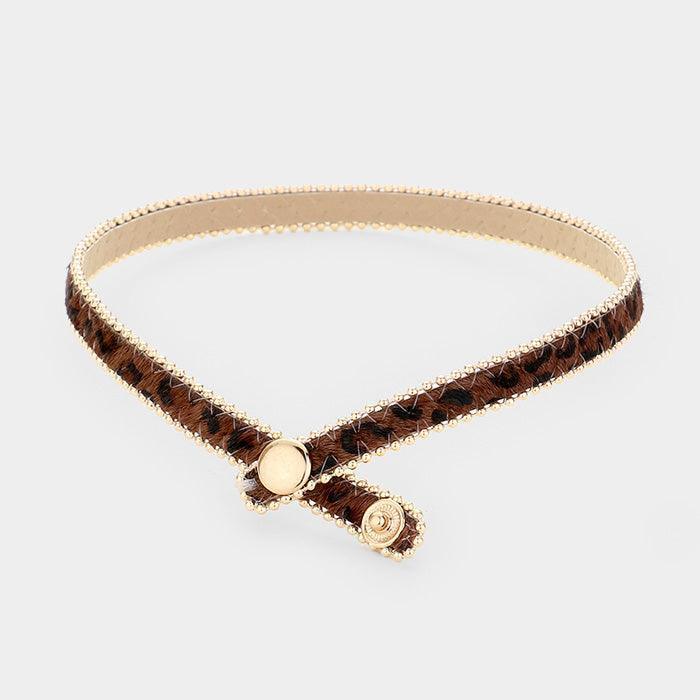 Brown Leopard Leather Wrap Snap Button Closure Bracelet - Jewelry Store by Erik Rayo