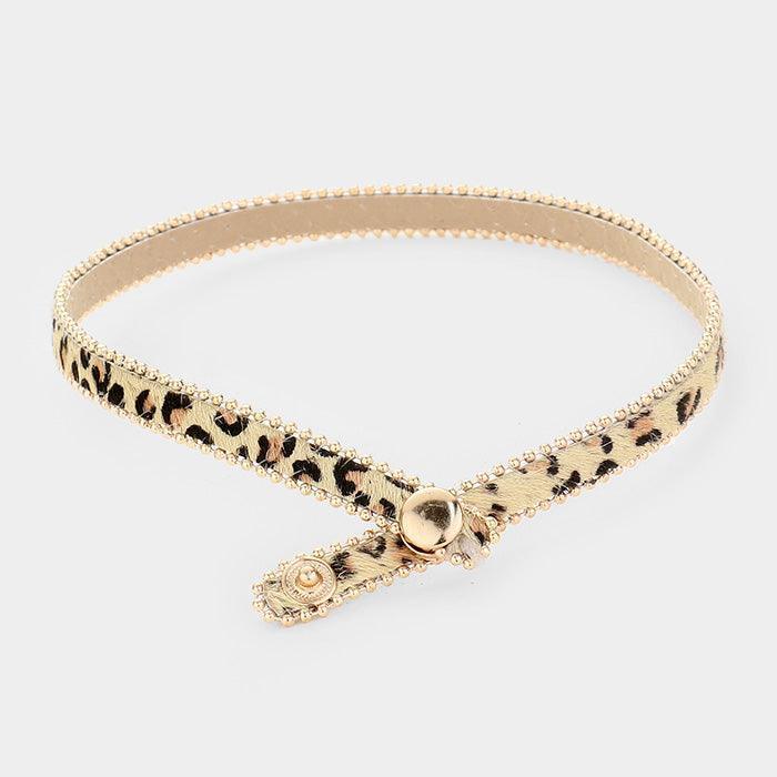 Leopard Leather Wrap Snap Button Closure Bracelet - Jewelry Store by Erik Rayo