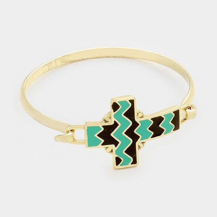 Turquoise Chevron Zigzag Cross Bracelet