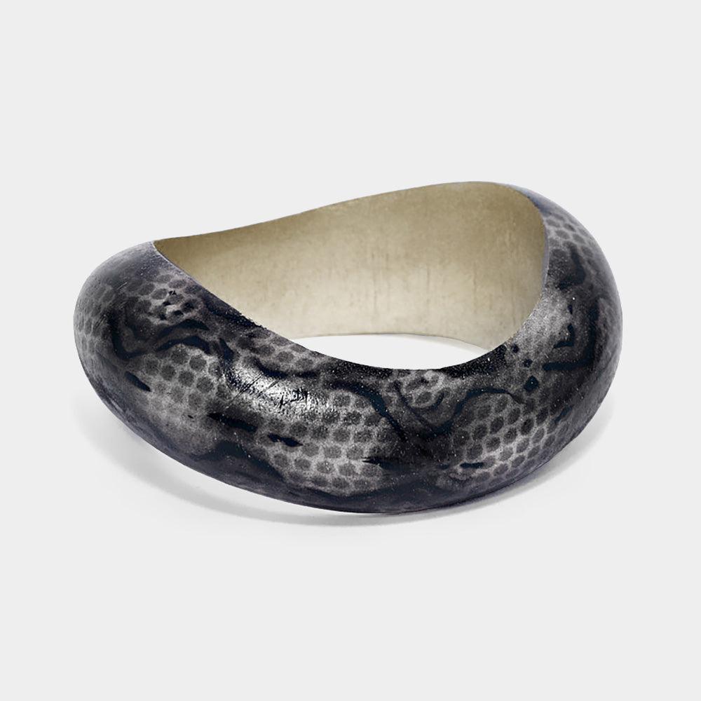 Gray Snake Patterned Bangle Bracelet