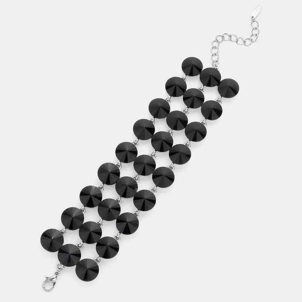 Black Round Stone Link Bracelet - Jewelry Store by Erik Rayo