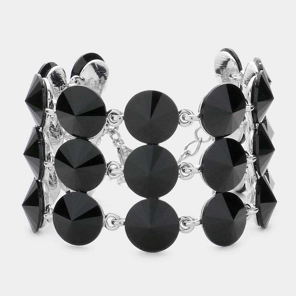 Black Round Stone Link Bracelet - Jewelry Store by Erik Rayo
