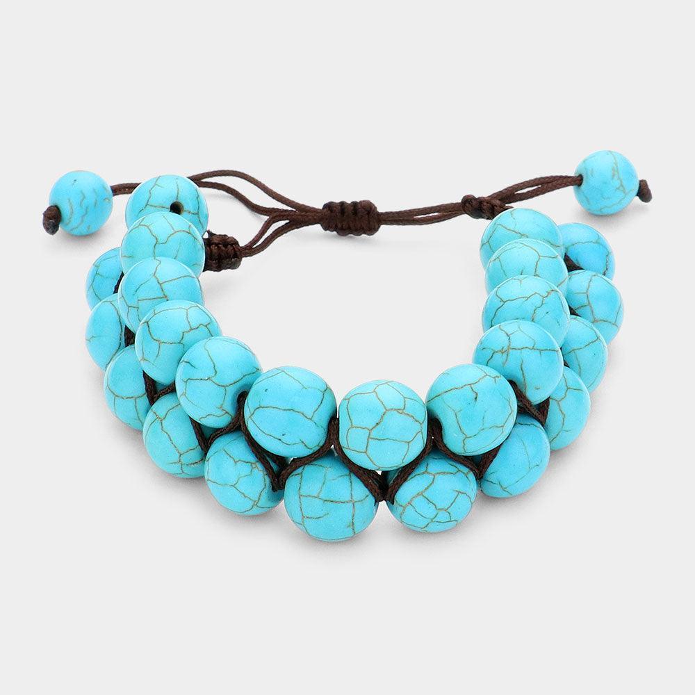 Turquoise Woven Round Turquoise Pull Tie Cinch Bracelet - Jewelry Store by Erik Rayo