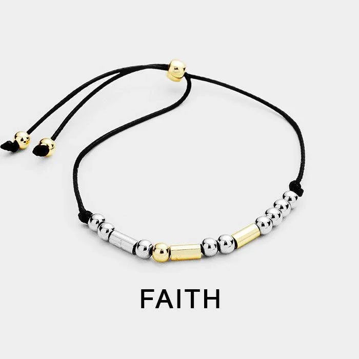 Black Faith Morse Code Cinch Bracelet - Jewelry Store by Erik Rayo