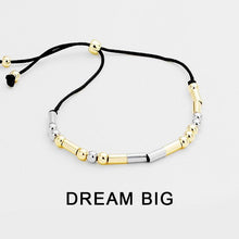Load image into Gallery viewer, Black Dream Big Morse Code Cinch Bracelet
