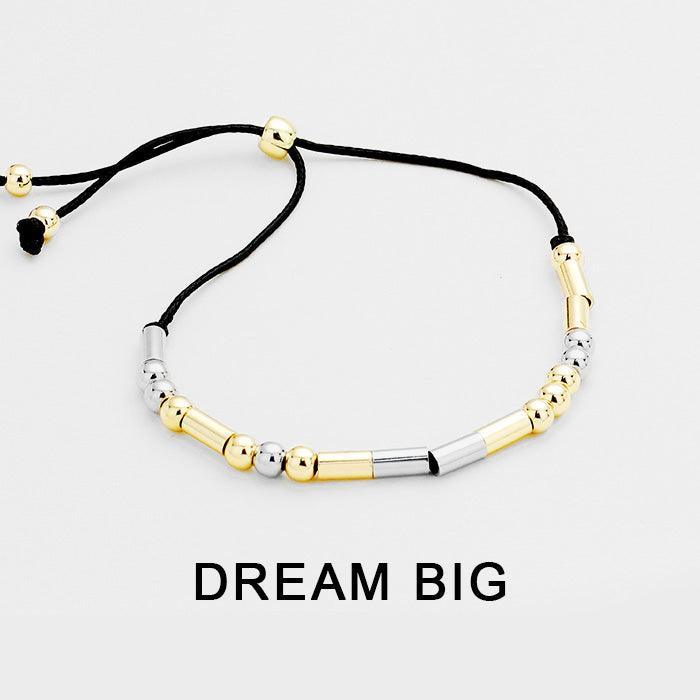 Black Dream Big Morse Code Cinch Bracelet