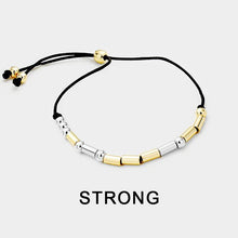 Load image into Gallery viewer, Black Strong Morse Code Cinch Bracelet
