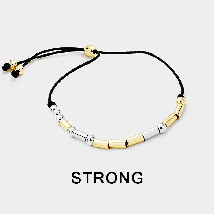 Black Strong Morse Code Cinch Bracelet