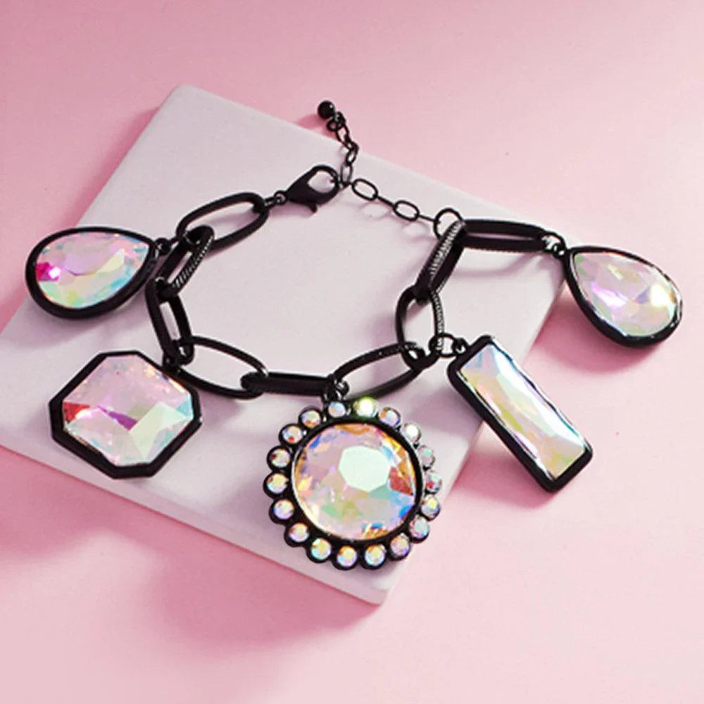 Black Geometric Multi Stone Station Bracelet - Jewelry Store by Erik Rayo