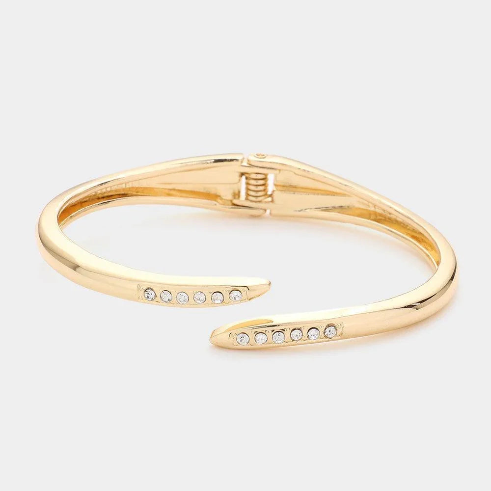 Gold Rhinestone Embellished Hinged Bracelet - Jewelry Store by Erik Rayo