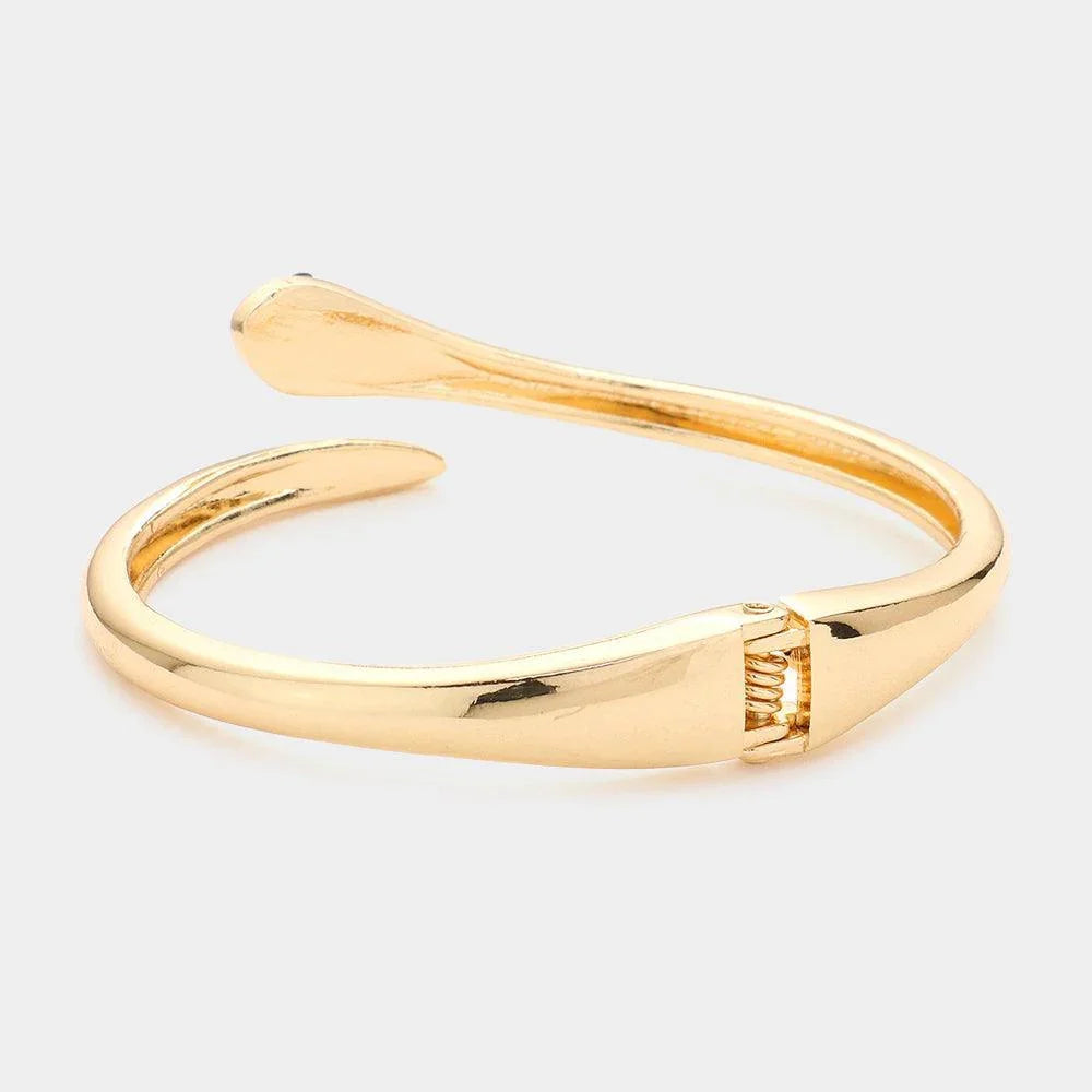 Gold Rhinestone Embellished Snake Hinged Bracelet - Jewelry Store by Erik Rayo