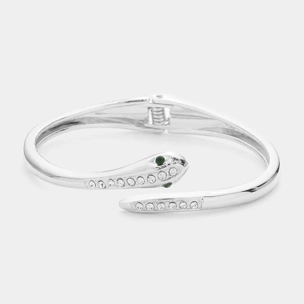 Rhinestone Embellished Snake Hinged Bracelet - Jewelry Store by Erik Rayo
