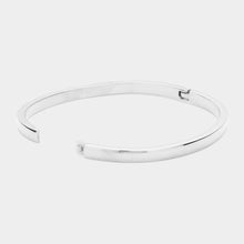 Load image into Gallery viewer, Round Stone Pointed Hinged Metal Bangle Bracelet
