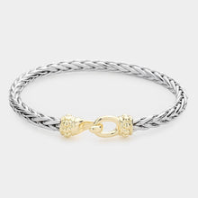 Load image into Gallery viewer, Two Tone Braided Metal Hook Bangle Bracelet
