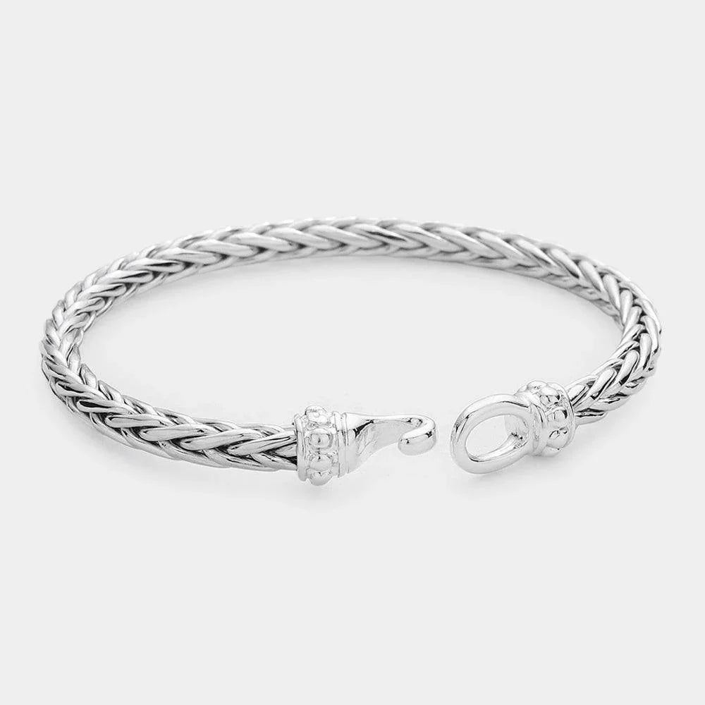 Silver Braided Metal Hook Bangle Bracelet - Jewelry Store by Erik Rayo